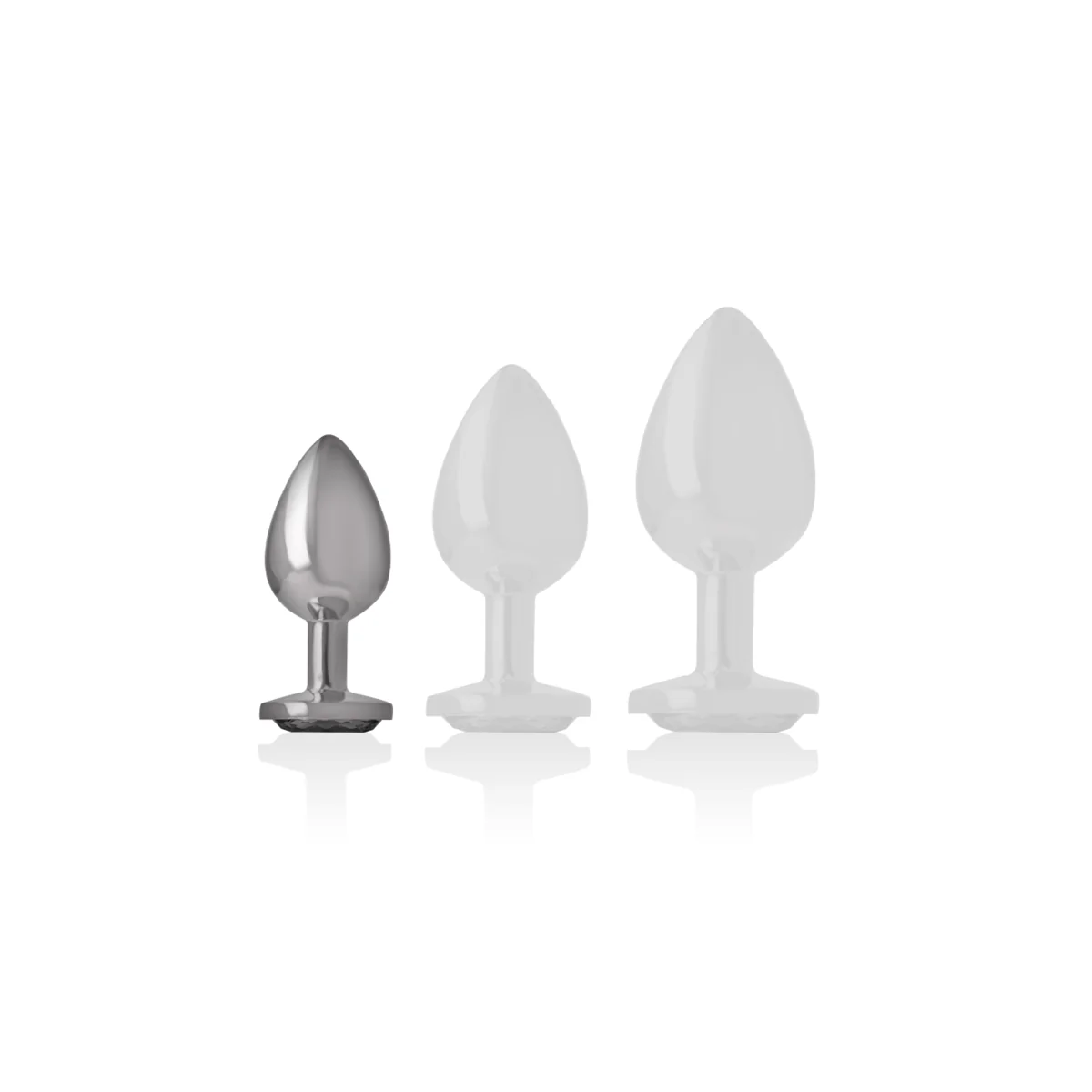 Analplug aus Aluminiummetall mit Schwarzem Kristall, Größe S von Intense Anal Toys kaufen | Fesselliebe