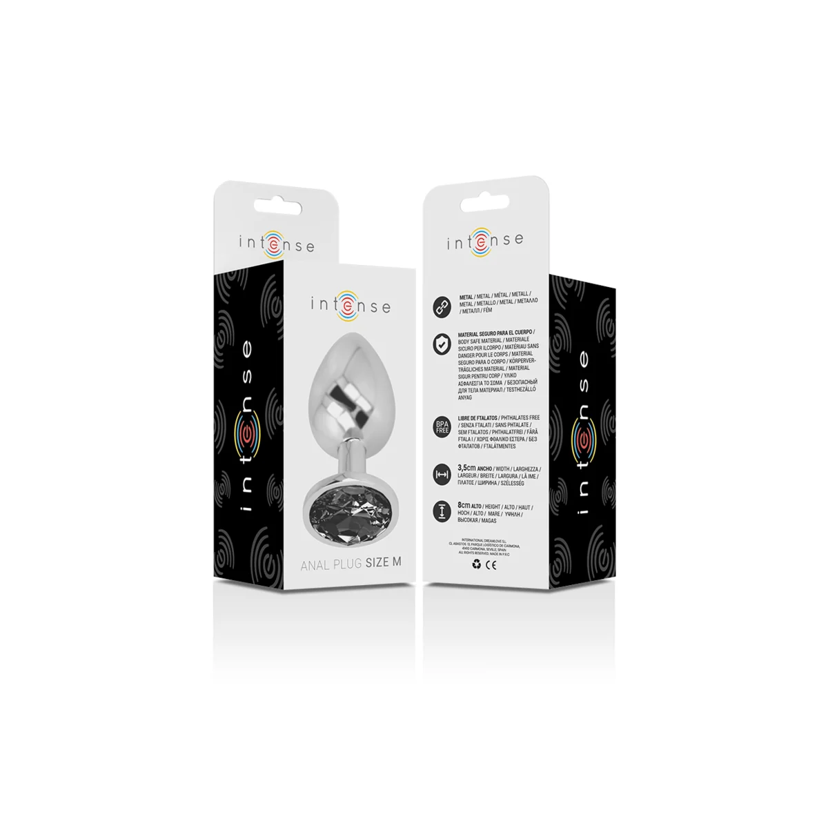 Analplug aus Aluminiummetall mit Schwarzem Glas, Größe M von Intense Anal Toys kaufen | Fesselliebe