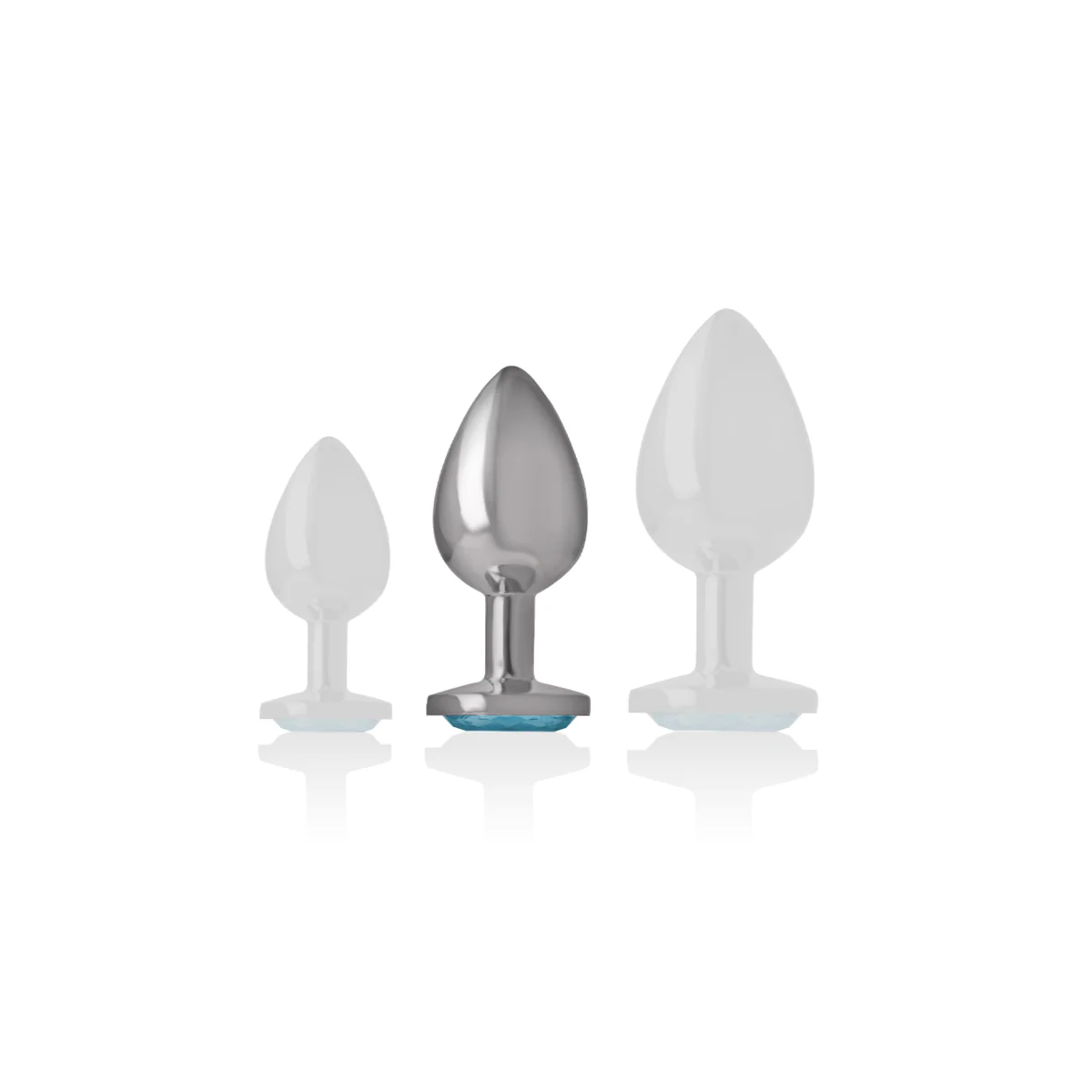 Analplug aus Aluminiummetall mit Blauem Glas, Größe M von Intense Anal Toys kaufen | Fesselliebe