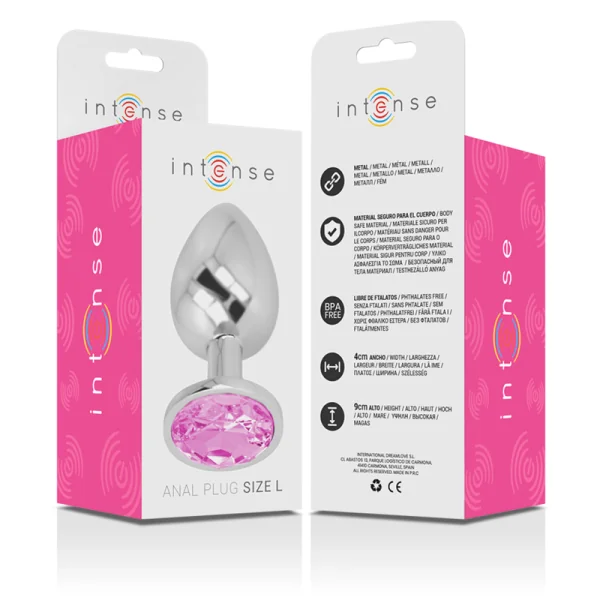 Analplug aus Aluminiummetall mit Rosa Kristall, Größe L von Intense Anal Toys kaufen | Fesselliebe