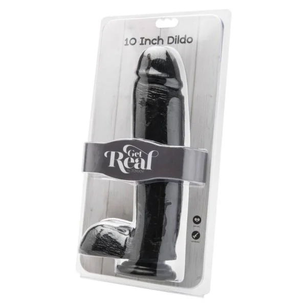 Dildo 25,5 cm mit Hoden Schwarz von Get Real kaufen | Fesselliebe
