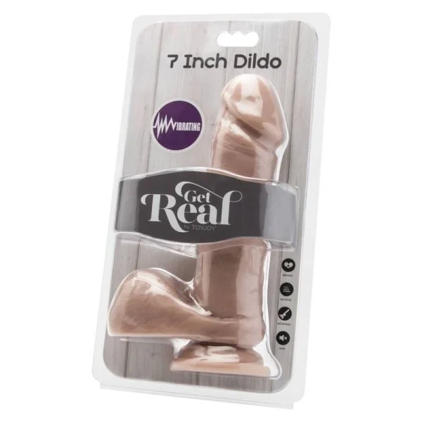 Dildo 18 cm mit Hoden Vibrator Beige von Get Real kaufen | Fesselliebe