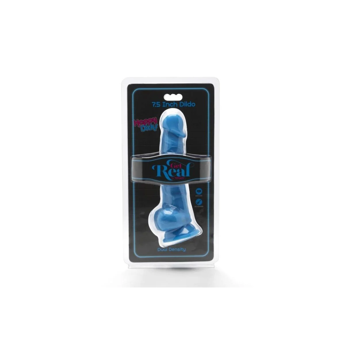 Happy Dicks 19 cm mit Hoden Blau von Get Real kaufen | Fesselliebe