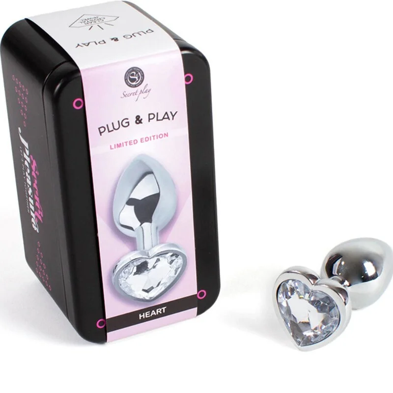 Butt Plug aus Metall, Klares Kristallherz, Kleine Größe 7 cm von Secretplay Toys kaufen | Fesselliebe 2