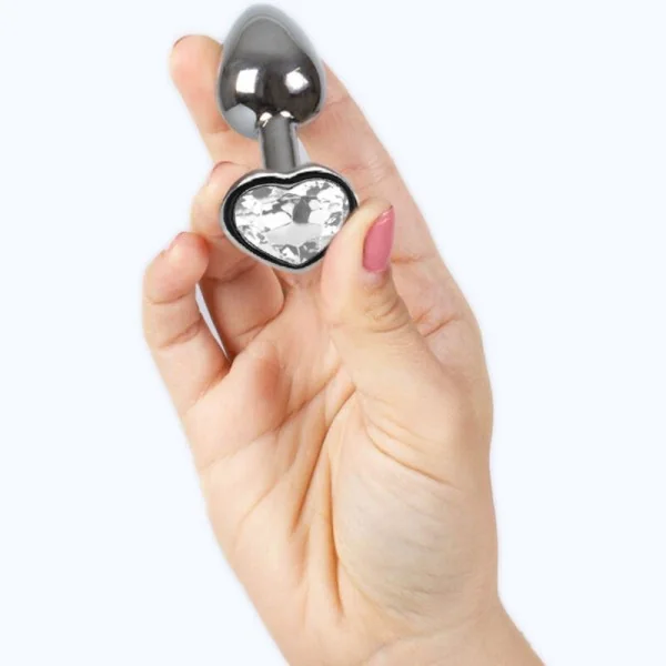 Butt Plug aus Metall, Klares Kristallherz, Kleine Größe 7 cm von Secretplay Toys kaufen | Fesselliebe