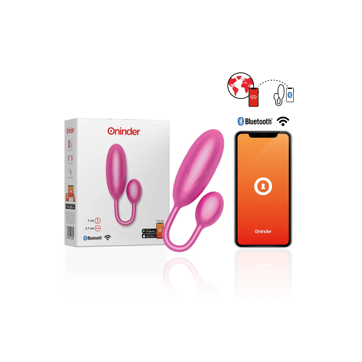 Denver Vibrationsei Rosa 7 X 2,7 cm mit kostenloser App von Oninder kaufen | Fesselliebe