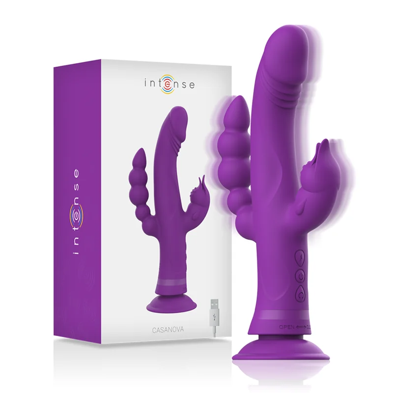 Casanova Rabbit Silikonvibrator Dreifachmotor Lila von Intense Fun kaufen | Fesselliebe