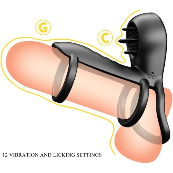 Jammy Penis-Hülle 12 Vibrationen mit wiederaufladbarer Silikon-Zunge von Pretty Love Male kaufen | Fesselliebe