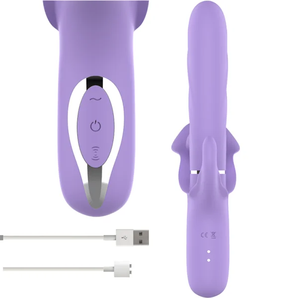BILLIE MULTIFUNKTIONALER WIEDERAUFLADBARER SAUGVIBRATOR MIT LILA DRUCKKNOPF VON INTENSE FUN
