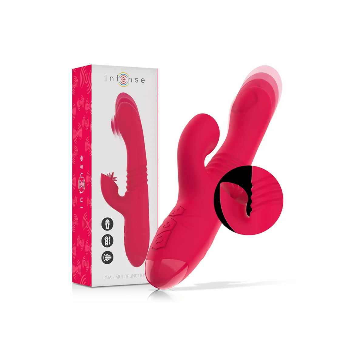 Dua Multifunktions-wiederaufladbarer Auf- und Ab-Vibrator mit Roter Zunge von Intense Fun kaufen | Fesselliebe