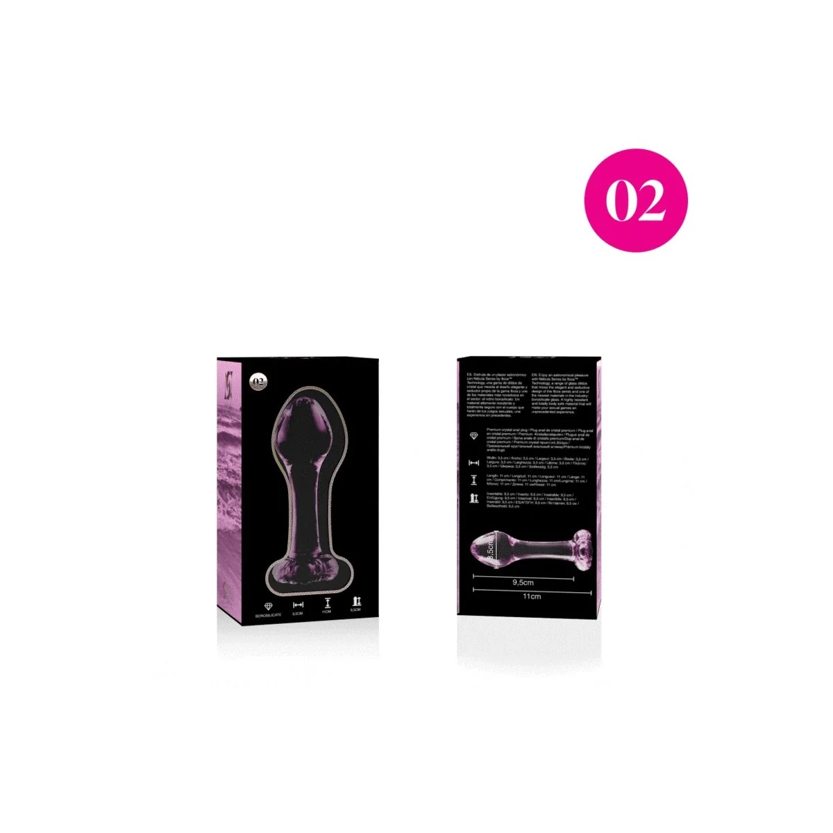 Modell 2 Analplug Borosilikatglas Rosa 11 cm -O- 3.5 cm von Nebula Series By Ibiza kaufen | Fesselliebe