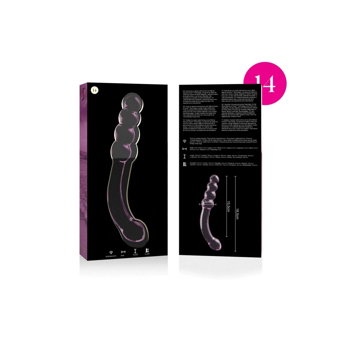 Modell 14 Dildo Borosilikatglas Rosa 18.5 cm -O- 3 cm von Nebula Series By Ibiza kaufen | Fesselliebe