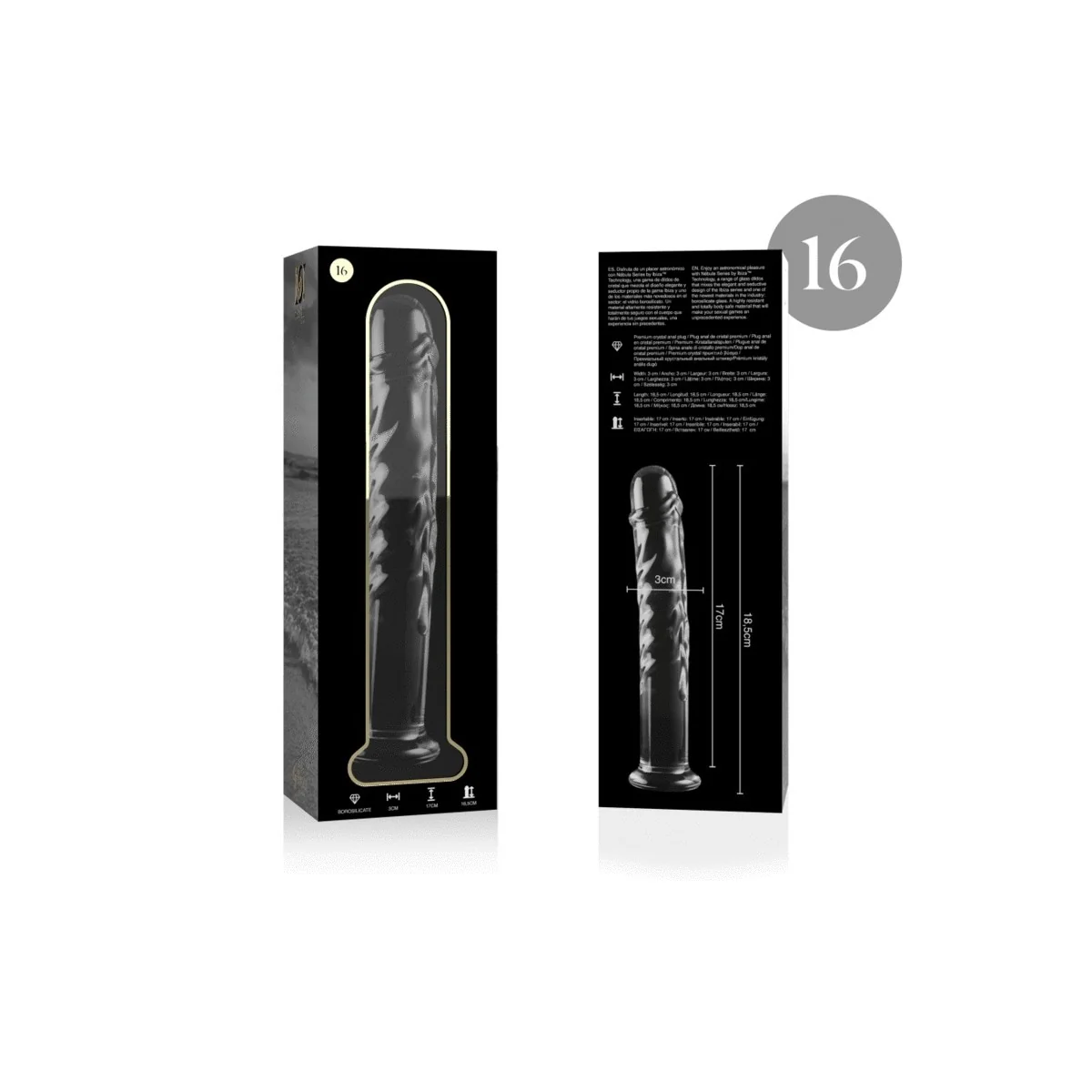 Modell 16 Dildo Borosilikatglas Klar 18.5 cm -O- 3 cm von Nebula Series By Ibiza kaufen | Fesselliebe