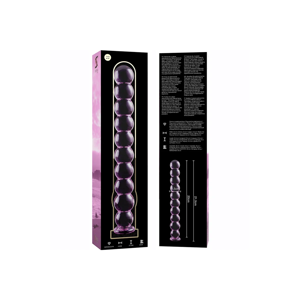 Modell 22 Dildo Borosilikatglas Rosa 21.5 cm -O- 2.5 cm von Nebula Series By Ibiza kaufen | Fesselliebe