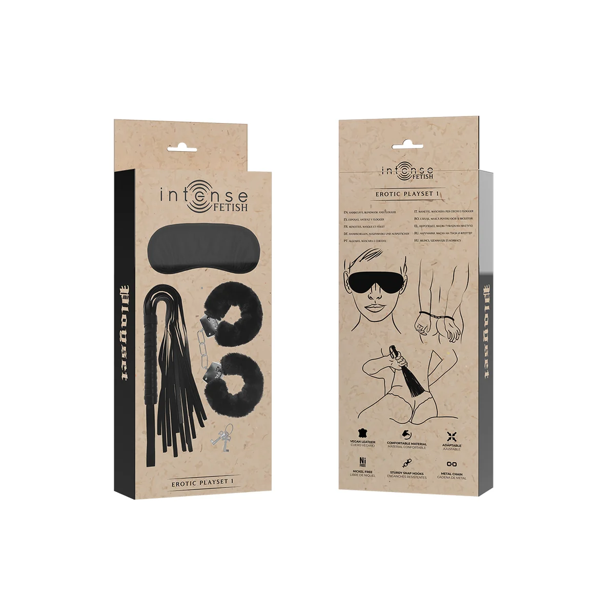 Fetish Erotikspielset 1 mit Handschellen, Blindmaske und Peitsche von Intense Fetish kaufen | Fesselliebe