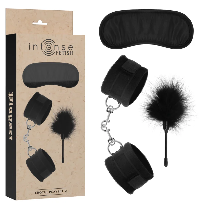 Fetish Erotikspielset 2 mit Handschellen, Blindmaske und Kitzel von Intense Fetish kaufen | Fesselliebe