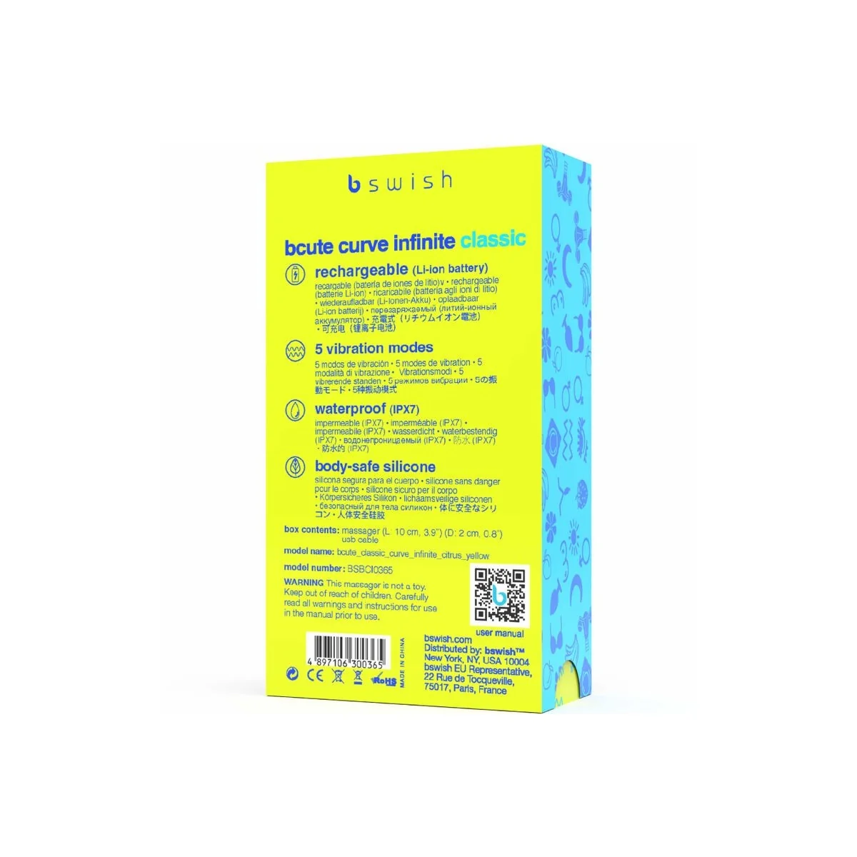 Bcute Curve Infinite Klassischer wiederaufladbarer Silikonvibrator Gelb von B Swish kaufen | Fesselliebe