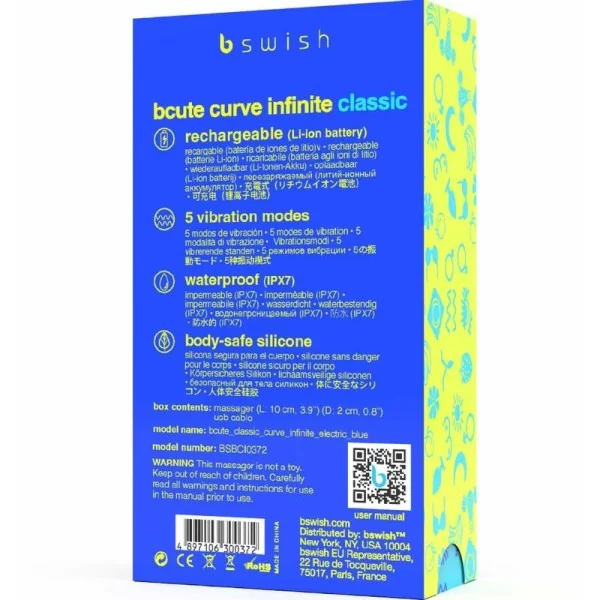 Bcute Curve Infinite Klassischer wiederaufladbarer Vibrator aus Blauem Silikon von B Swish kaufen | Fesselliebe