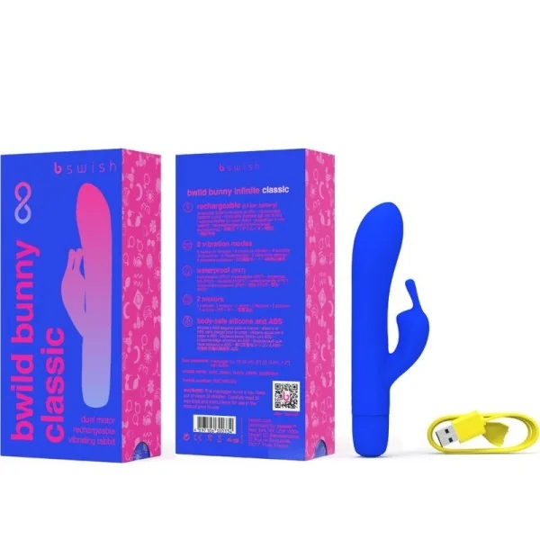 Bwild Bunny Infinite Klassischer wiederaufladbarer Vibrator aus Blauem Silikon von B Swish kaufen | Fesselliebe