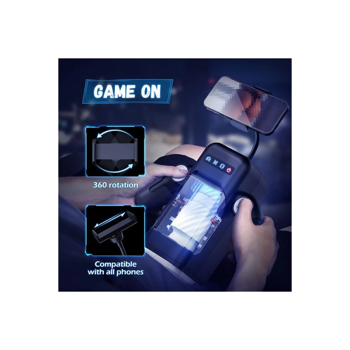 Stoßender Vibrations-Masturbator mit Heizfunktion und Mobiler Unterstützung - Schwarz von Baile For Him kaufen | Fesselliebe