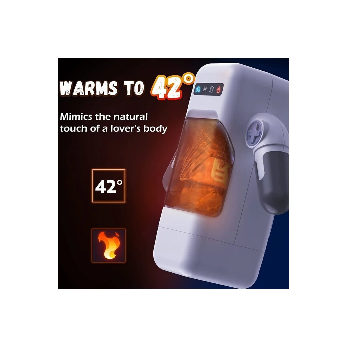 Stoßender Vibrations-Masturbator mit Heizfunktion und Mobiler Unterstützung - Schwarz von Baile For Him kaufen | Fesselliebe