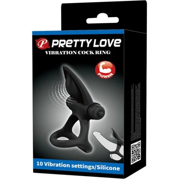 Vibrationsring 10 Vibrationen Schwarzes Silikon von Pretty Love Male kaufen | Fesselliebe
