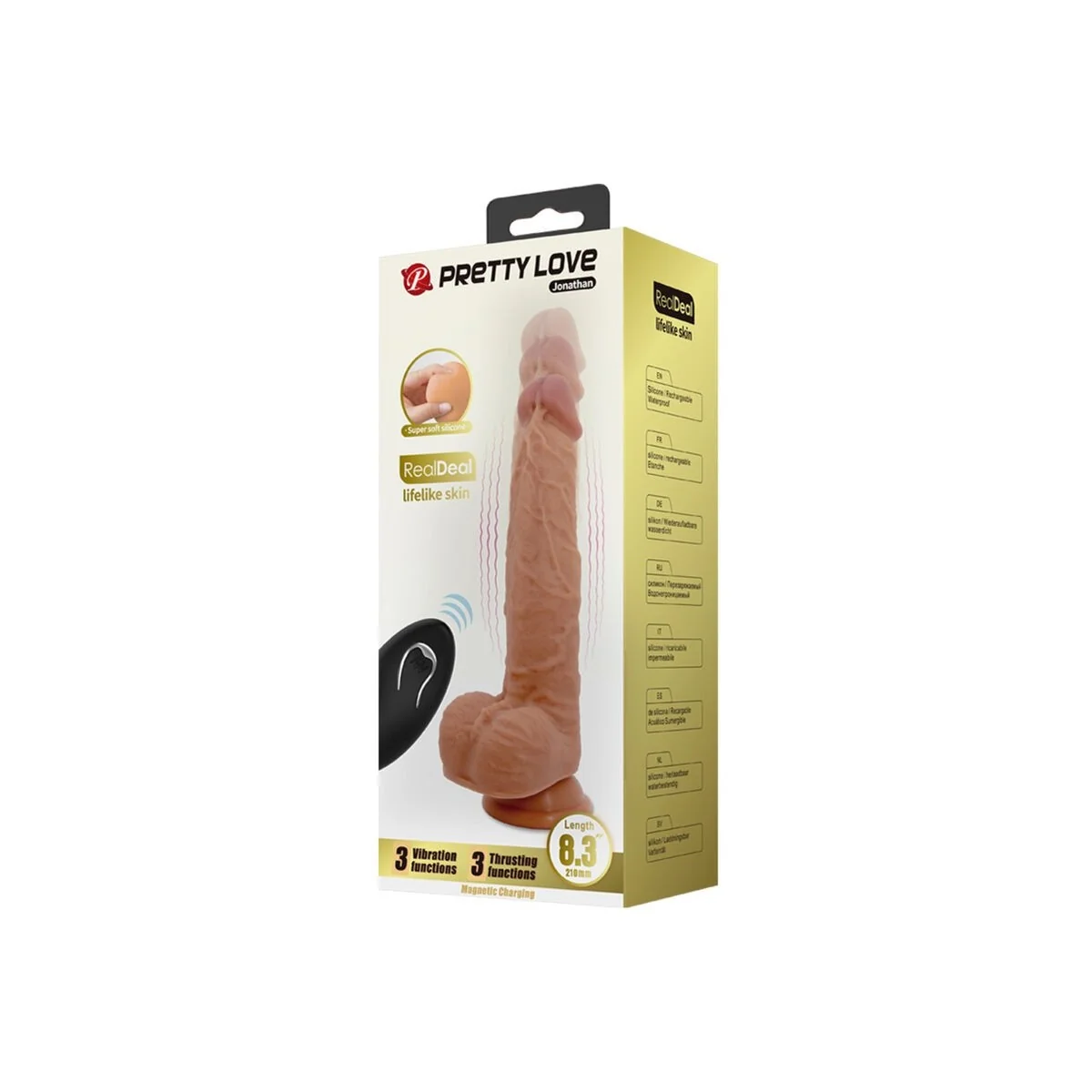 Jonathan Silikondildo 3 Vibrationen + 3 Einführmassnahmen mit Fernbedienung 21 cm von Pretty Love High Grade kaufen | Fesselliebe