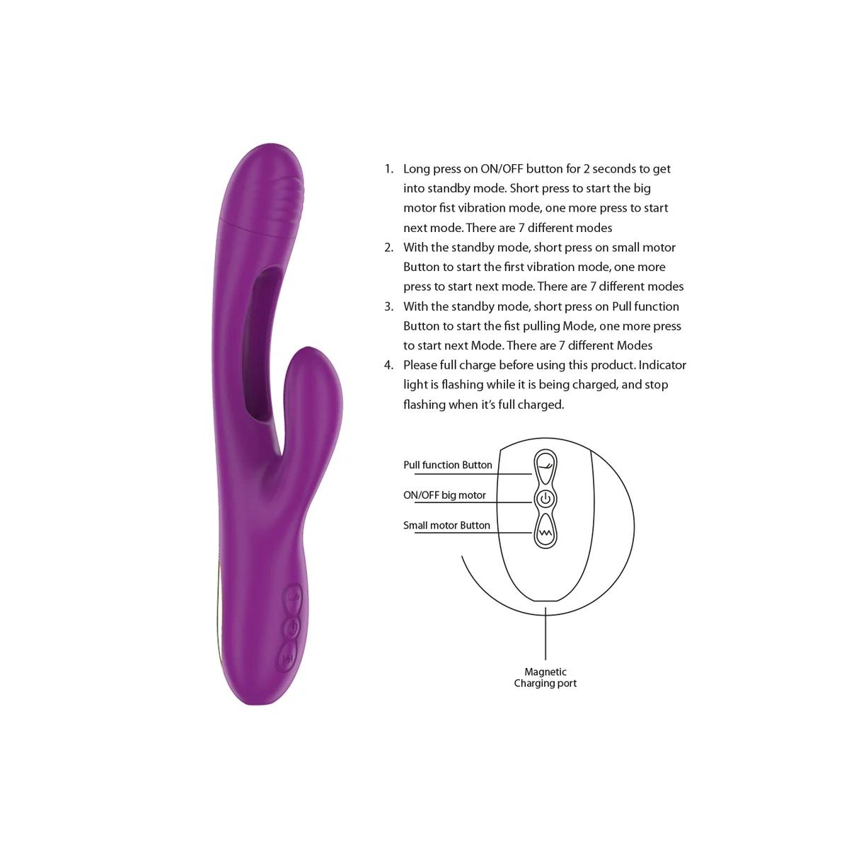 Apolo wiederaufladbarer Multifunktionsvibrator 7 Vibrationen mit Lila Schwingender Zunge von Intense Fun kaufen | Fesselliebe