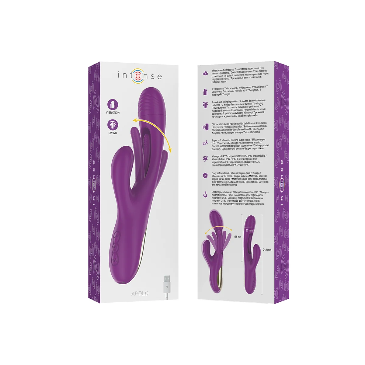 Apolo wiederaufladbarer Multifunktionsvibrator 7 Vibrationen mit Lila Schwingender Zunge von Intense Fun kaufen | Fesselliebe
