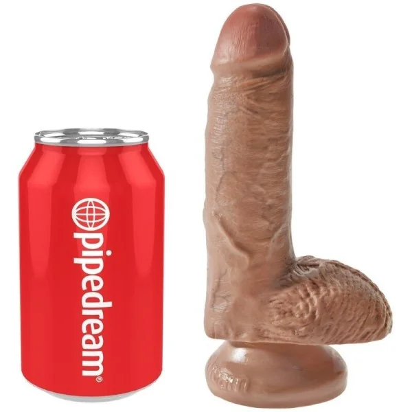Realistischer Penis mit Hoden 13.2 cm Karamell von King Cock kaufen | Fesselliebe