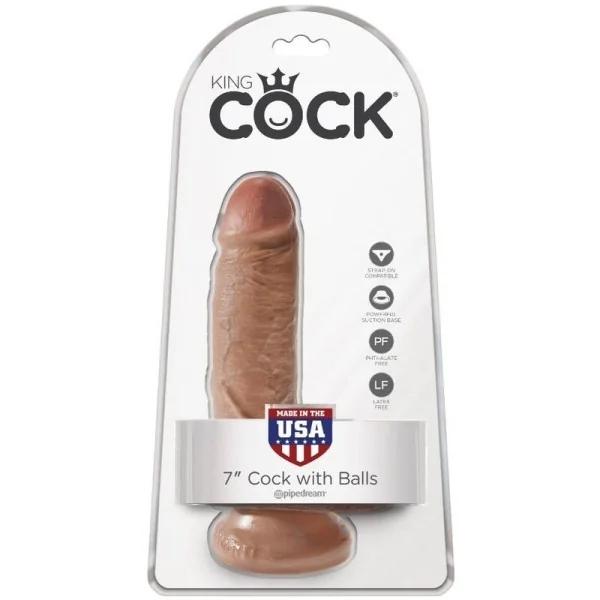 Realistischer Penis mit Hoden 13.2 cm Karamell von King Cock kaufen | Fesselliebe