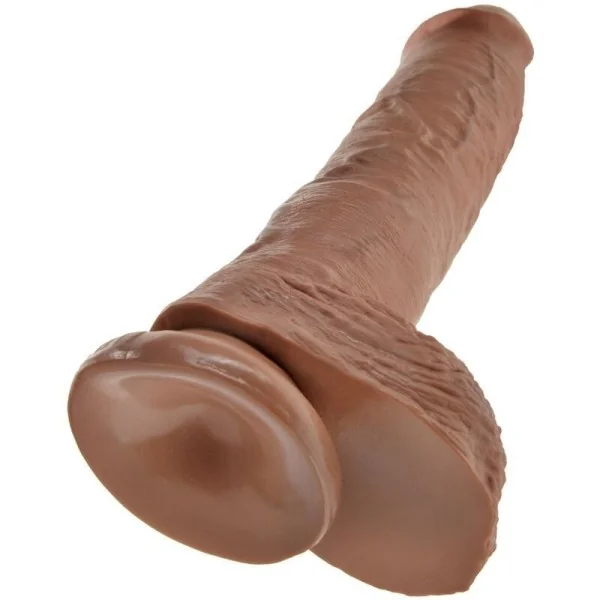 Realistischer Penis mit Hoden 19.8 cm Karamell von King Cock kaufen | Fesselliebe