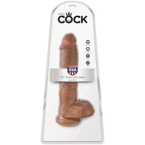 Realistischer Penis mit Hoden 19.8 cm Karamell von King Cock kaufen | Fesselliebe