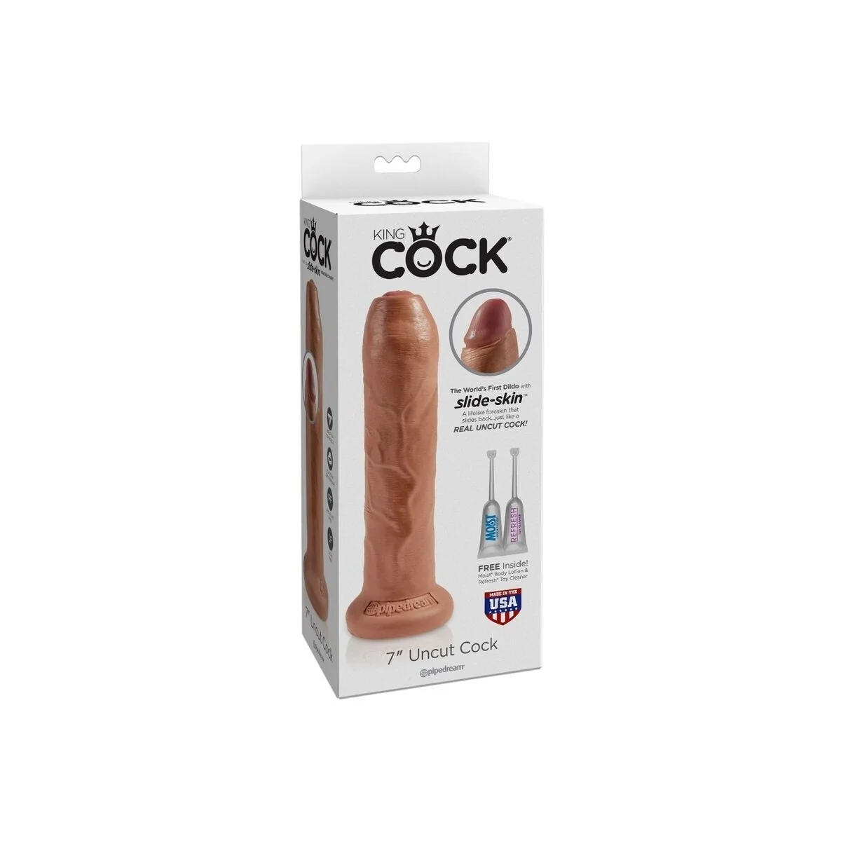 Ungeschnittener realistischer Penis 17.8 cm Karamell von King Cock kaufen | Fesselliebe