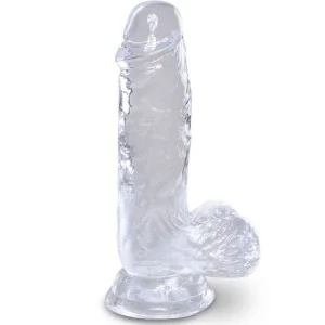 Clear realistischer Penis mit Hoden 10.1 cm Transparent von King Cock kaufen | Fesselliebe