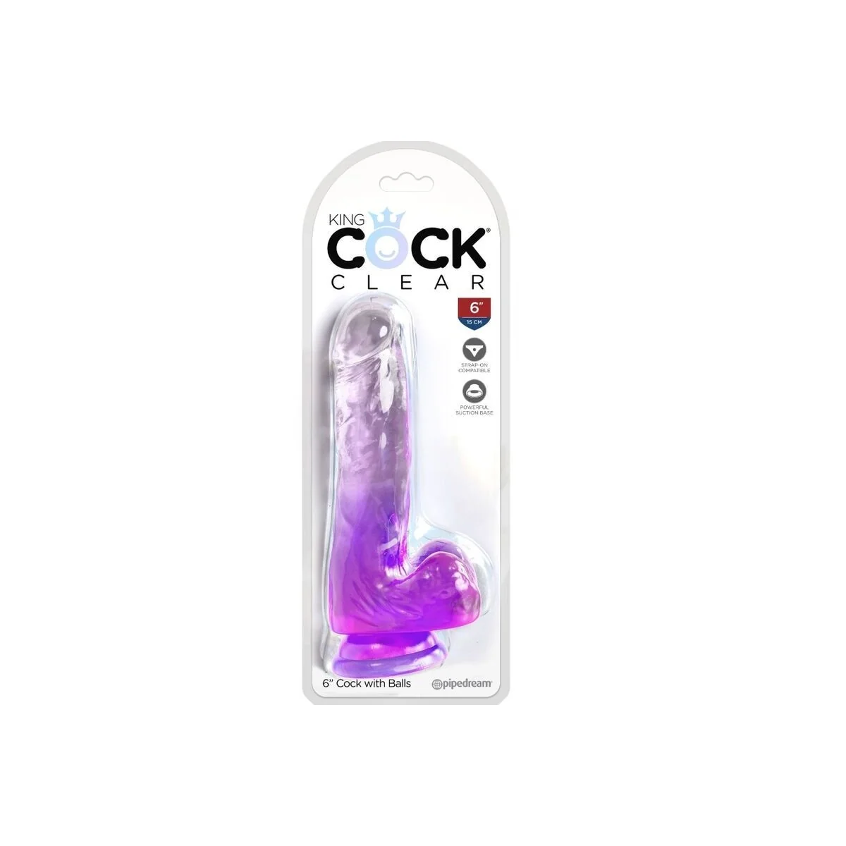 Clear realistischer Penis mit Hoden 13.5 cm Lila von King Cock kaufen | Fesselliebe