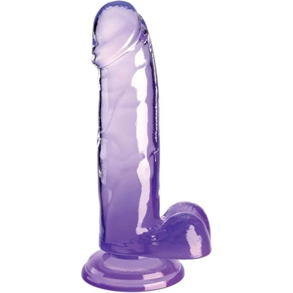 Clear realistischer Penis mit Hoden 15.2 cm Lila von King Cock kaufen | Fesselliebe
