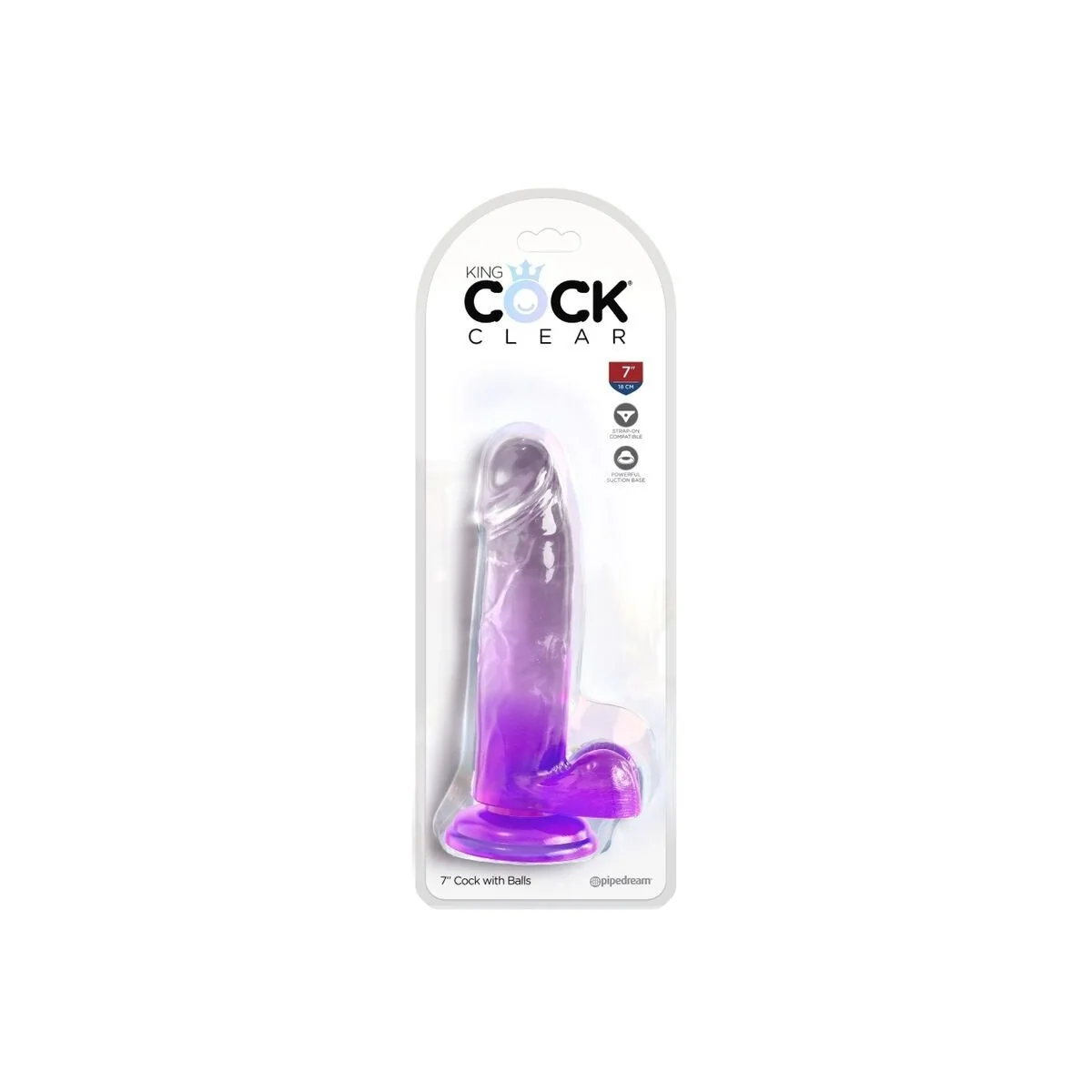 Clear realistischer Penis mit Hoden 15.2 cm Lila von King Cock kaufen | Fesselliebe
