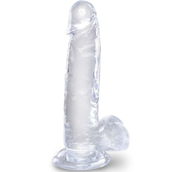 Clear realistischer Penis mit Hoden 15.2 cm Transparent von King Cock kaufen | Fesselliebe