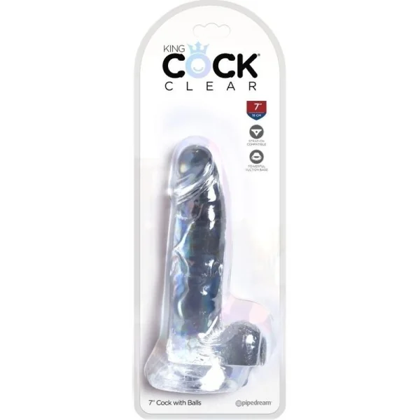 Clear realistischer Penis mit Hoden 15.2 cm Transparent von King Cock kaufen | Fesselliebe