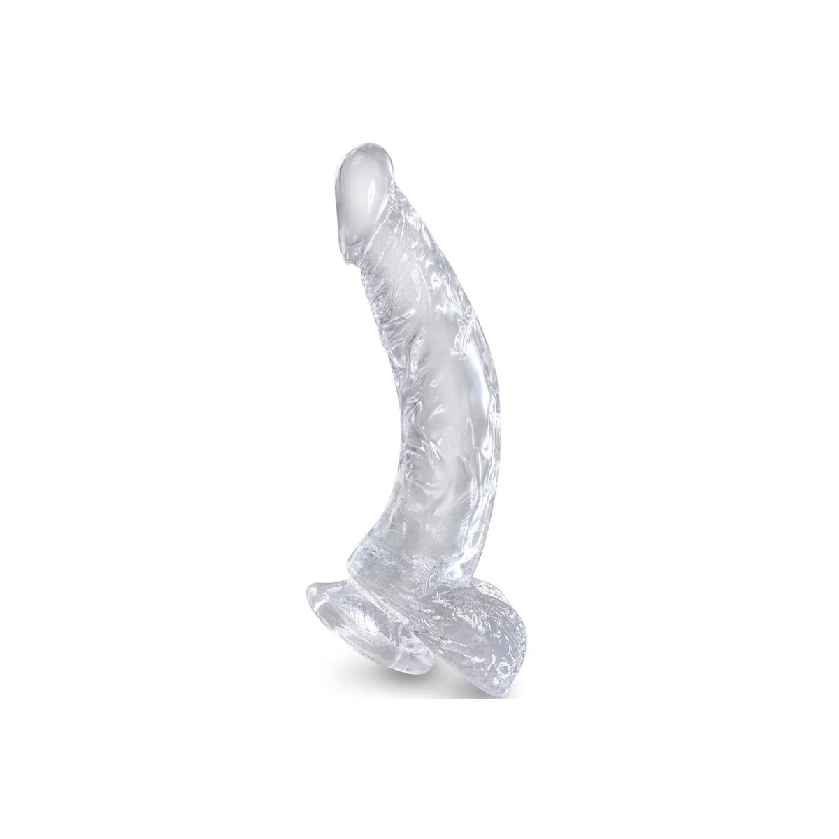 Clear Realistisch Gebogener Penis mit 16.5 cm Transparenten Eieren von King Cock kaufen | Fesselliebe