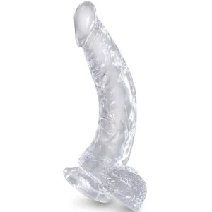 Clear Realistisch Gebogener Penis mit 16.5 cm Transparenten Eieren von King Cock kaufen | Fesselliebe