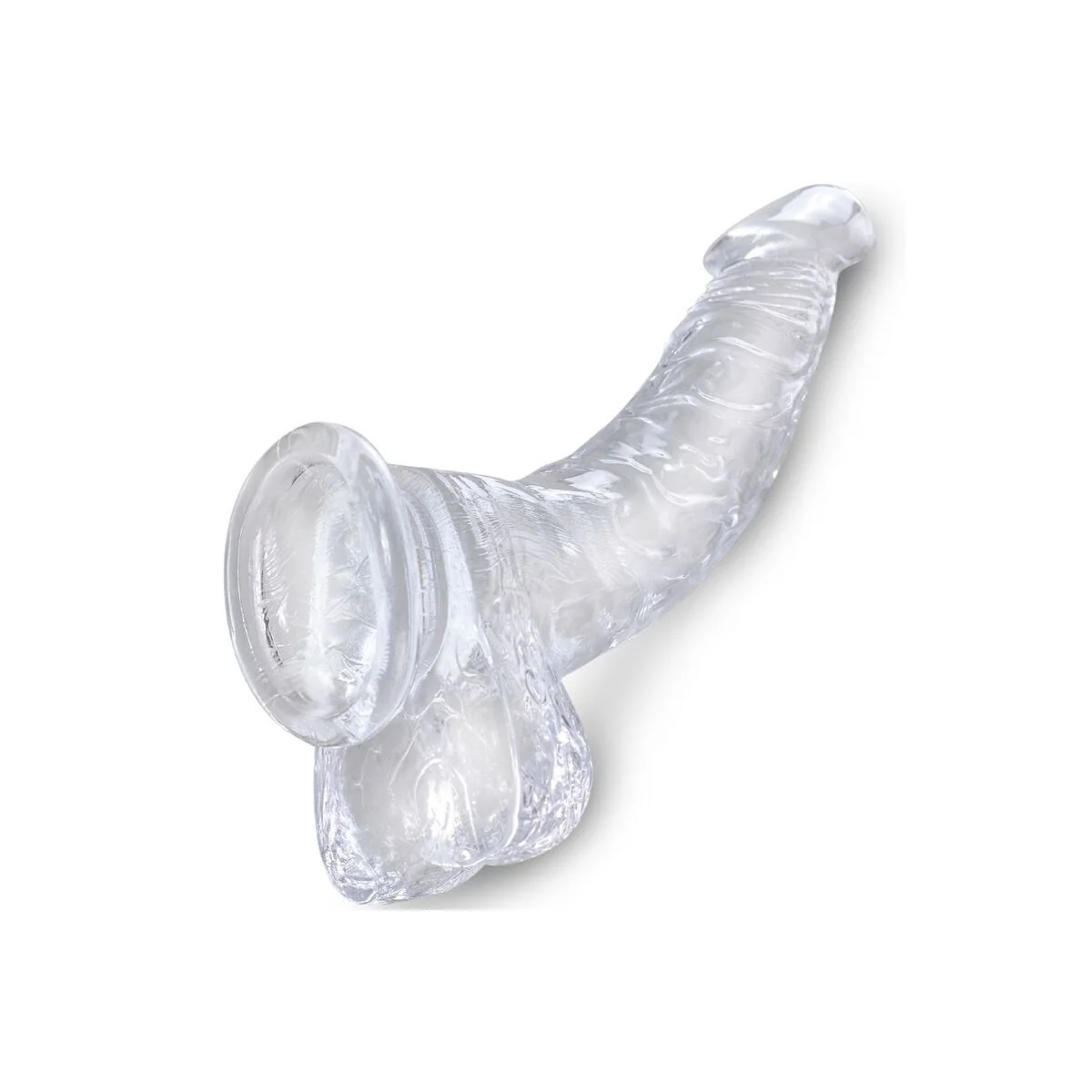 Clear Realistisch Gebogener Penis mit 16.5 cm Transparenten Eieren von King Cock kaufen | Fesselliebe