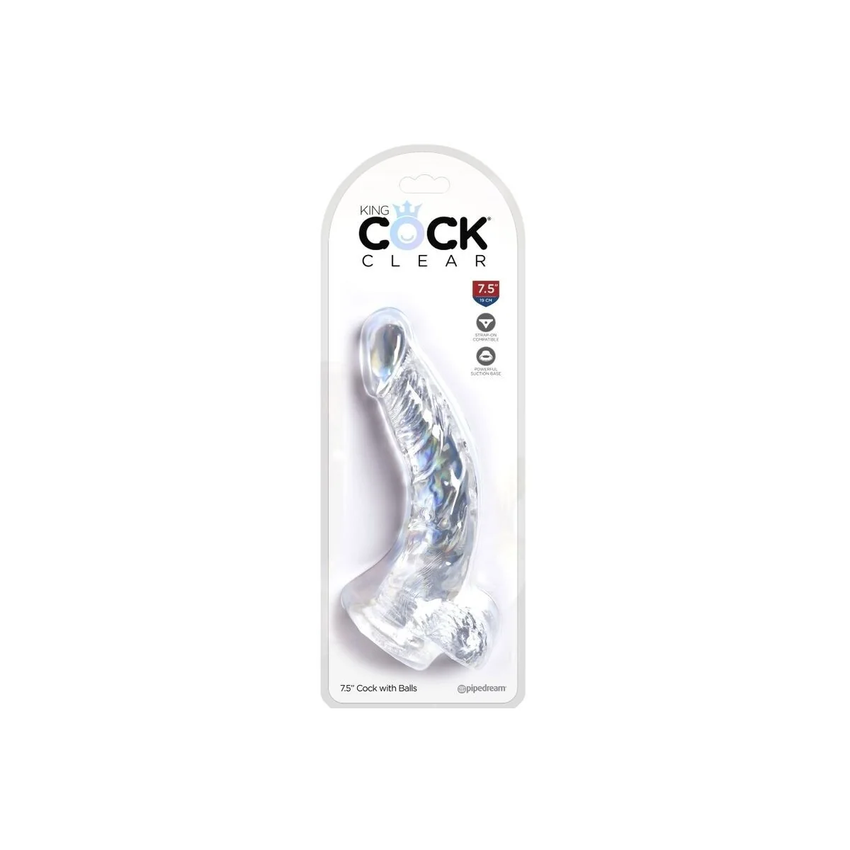 Clear Realistisch Gebogener Penis mit 16.5 cm Transparenten Eieren von King Cock kaufen | Fesselliebe