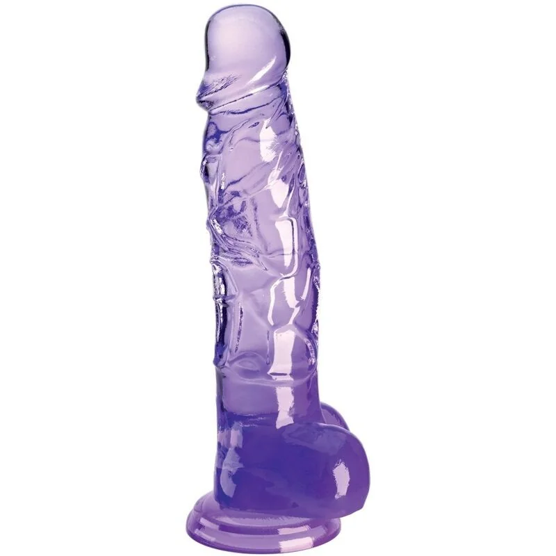 Clear realistischer Penis mit Hoden 16.5 cm Lila von King Cock kaufen | Fesselliebe