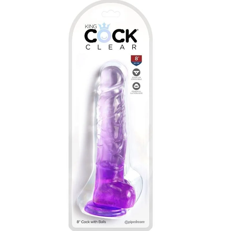 Clear realistischer Penis mit Hoden 16.5 cm Lila von King Cock kaufen | Fesselliebe 2