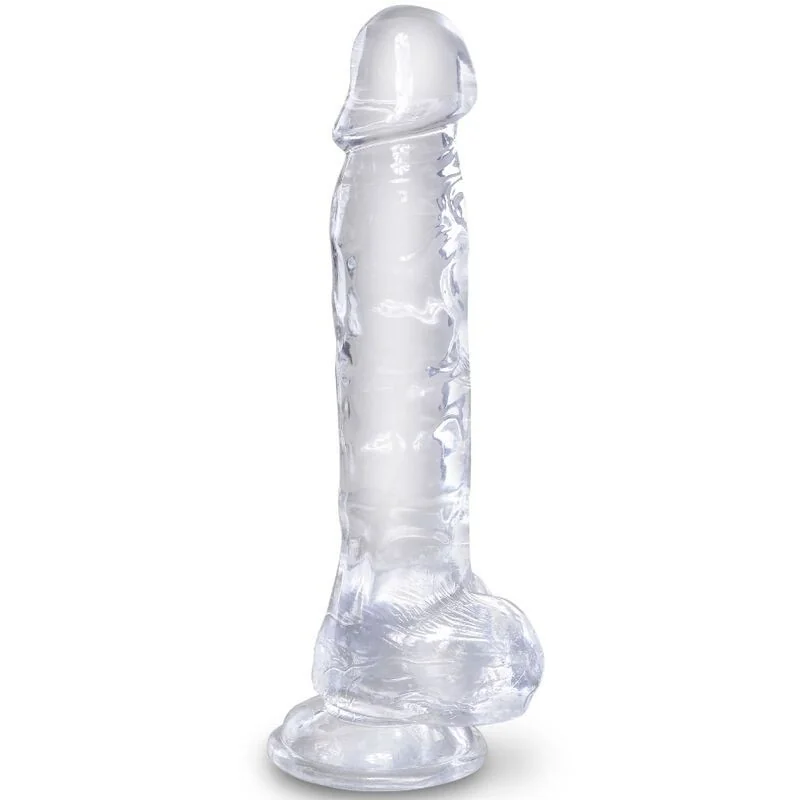 Clear realistischer Penis mit Hoden 16.5 cm Transparent von King Cock kaufen | Fesselliebe