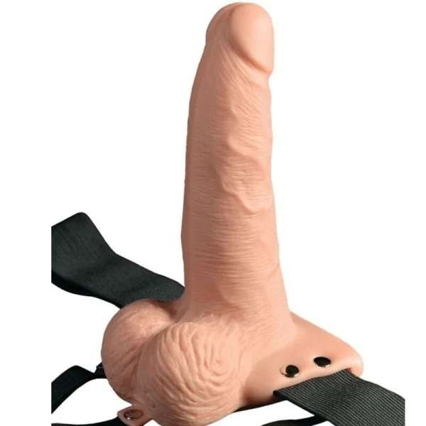 Gurt mit Fernbedienung, Penis mit wiederaufladbaren Hoden und Vibrator 15 cm von Fetish Fantasy Series kaufen | Fesselliebe