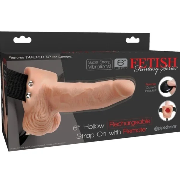 Gurt mit Fernbedienung, Penis mit wiederaufladbaren Hoden und Vibrator 15 cm von Fetish Fantasy Series kaufen | Fesselliebe