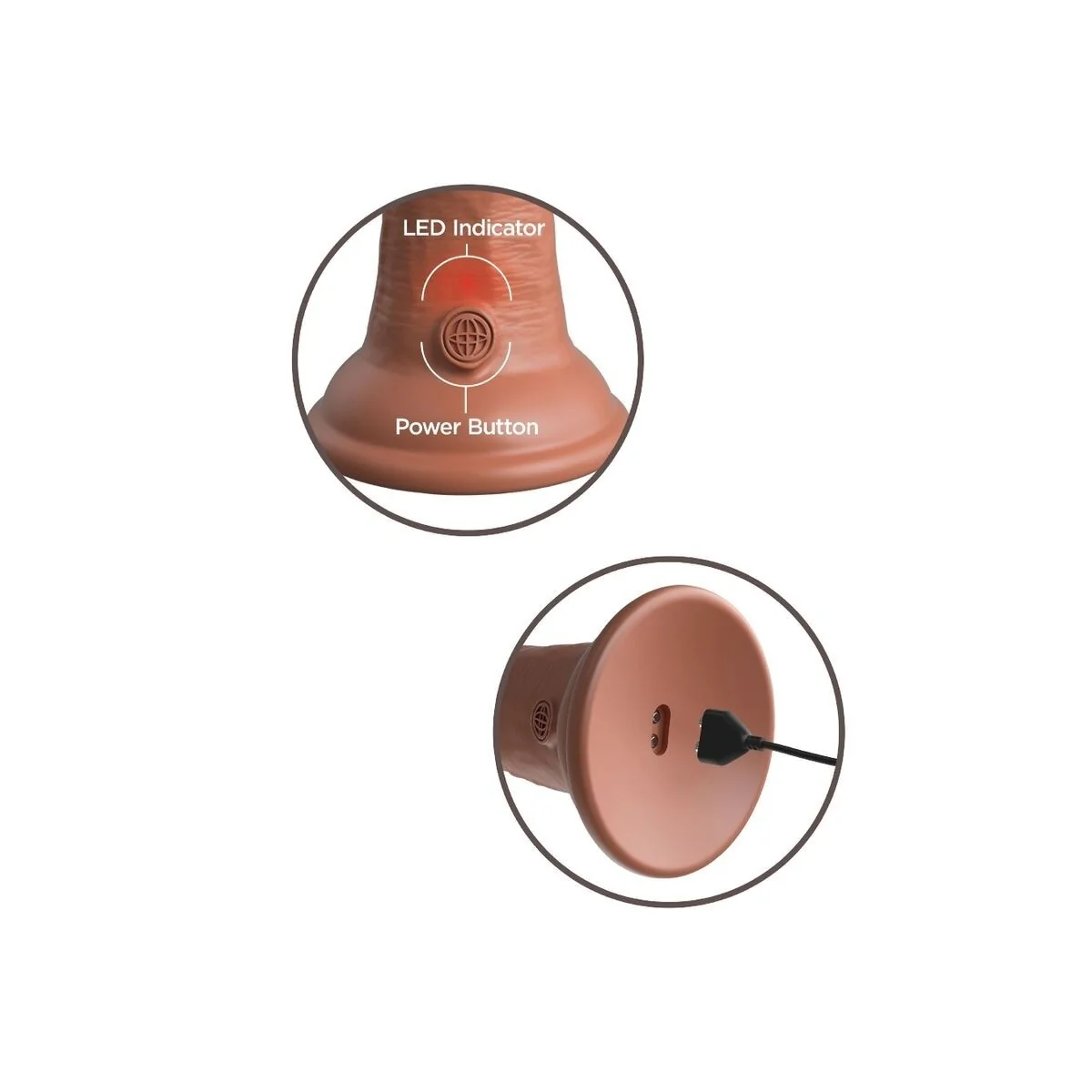 Elite realistischer Dildo mit Vibration und Silikon 15.2 cm Karamell von King Cock kaufen | Fesselliebe